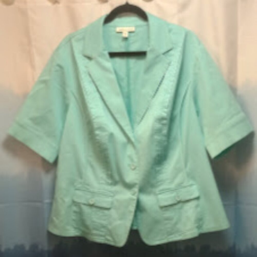 Coldwater Creek Seafoam Green Short Sleeve Blazer 22